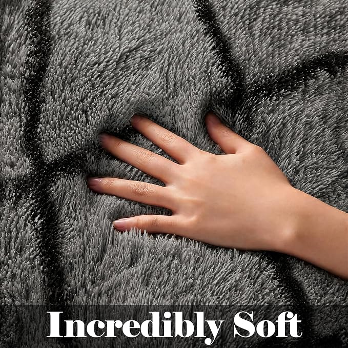 ONASAR 8x10 Area Rugs for Living Room, Fluffy Grey and Black Bedroom Rug - Image 2
