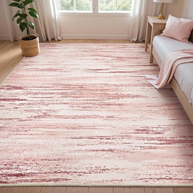 tchdio Pink Rug-6x9 Area Rugs for Living Room, Ultra Soft Washable Rugs for by Tchdio