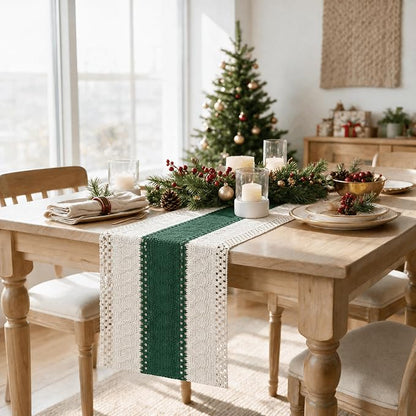 Artoid Mode Dark Green Farmhouse Rustic Table Runner 12x108 Inch | Seasonal - Image 4