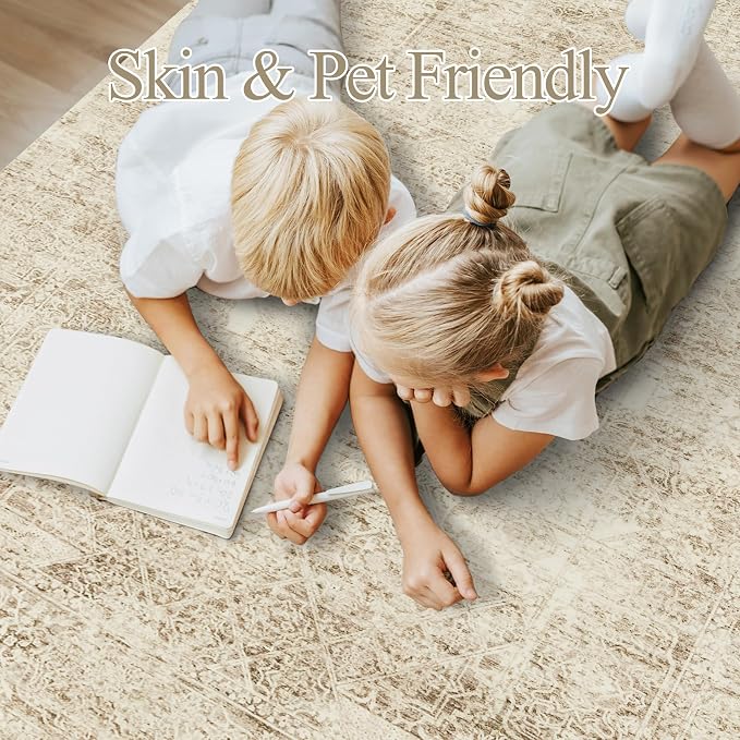 Soalmost 6x9 Area Rug for Living Room Floral Washable Non-Slip Modern Rugs for - Image 5