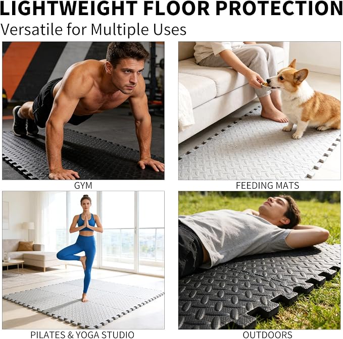 Gym Flooring for Home Gym, 12.6"x12.6"x0.4" EVA Exercise Mats, Puzzle Floor Mat - Image 5