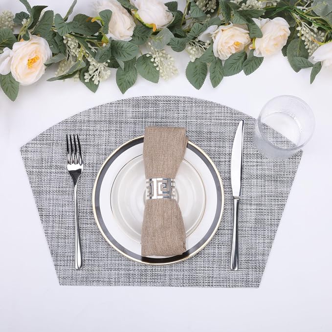 SHACOS Wedge Placemats Set of 4 Round Table Placemats Woven Vinyl Place Mats - Image 8