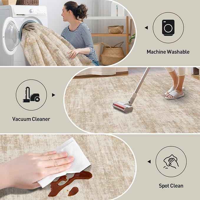 9x12 Area Rugs Washable Rug: Modern Abstract Living Room Rug Soft Anti-Skid - Image 4