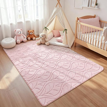 Macgace 3x5 Pink Area Rug, Washable Shag Carpet, Kids Room Nursery Rugs by Macgace