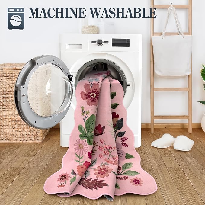 Lahome Floral Kitchen Runner, 2X6 Washable Runner Rug Non-Slip, Ultra-Thin Soft - Image 4