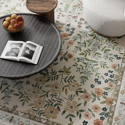 Machine Washable Rugs for Living Room: 5x7 Area Rugs for Bedroom Vintage Stain - Image 3