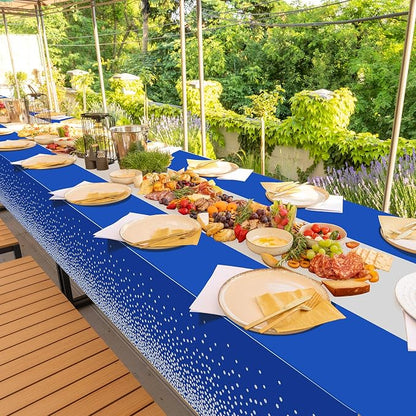 6Pcs Blue and Silver Tablecloth Party Decorations, Plastic Royal Blue Table - Image 7