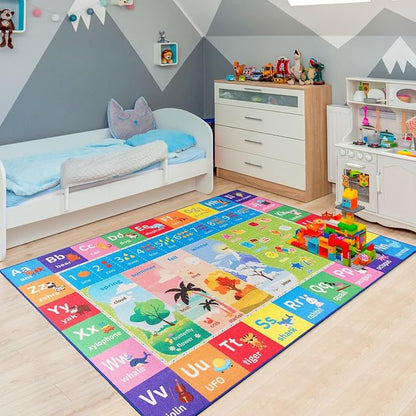Macgace ABC Kids Rug for Playroom, 6x9 Washable Classroom Area Rugs, Toddler - Image 3