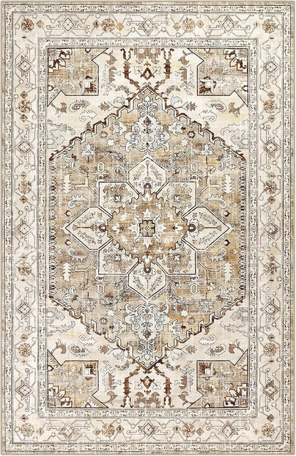 Yamaziot Area Rug 5x7, Non-Slip Washable Boho Vintage Living Room Bedroom Rug - Image 2