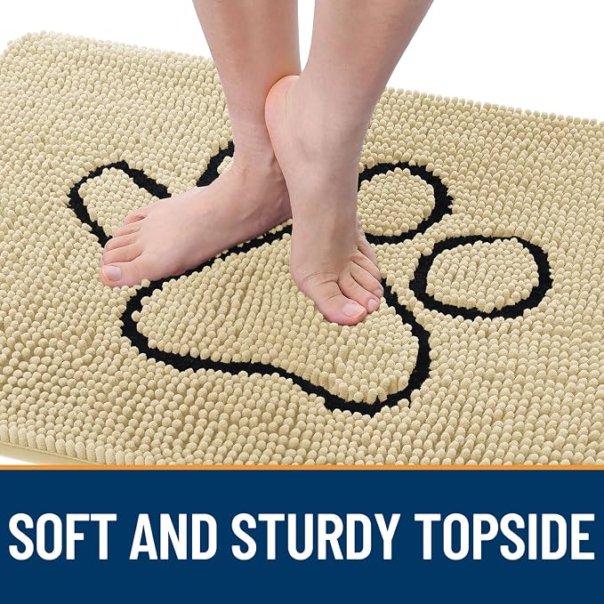 OLANLY Dog Door Mat for Muddy Paws 48x30, Paw Print Design, Absorbs Moisture - Image 4