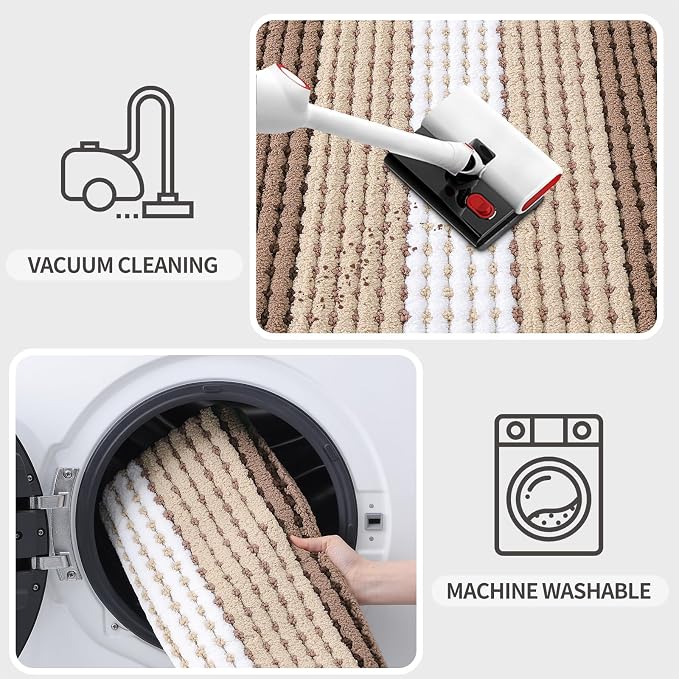 Kitinjoy Indoor Outdoor Door Mat, 32x20 Non-Slip Absorbent Dirt Trapper - Image 5