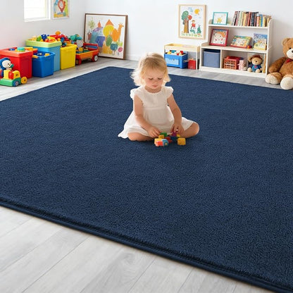 6x9 Feet Navy Blue Rug for Bedroom, Indoor Washable Memory Foam Rug for Living - Image 7