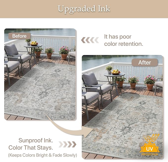 GENIMO Outdoor & Indoor Area Rug 3'x 5', Waterproof, Non-Shedding, Easy Cleaning - Image 5