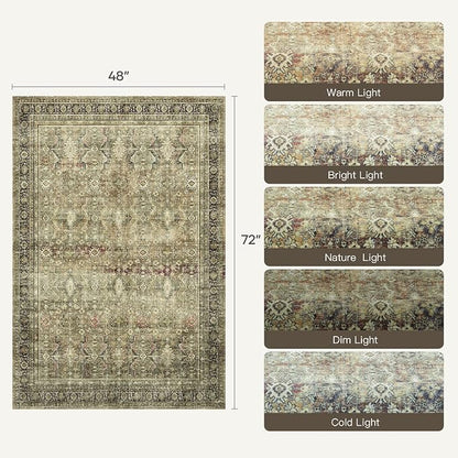 Lofus 4x6 Area Rug for Entryway, Washablee Soft Rugs for Bedroom, Living Room - Image 2