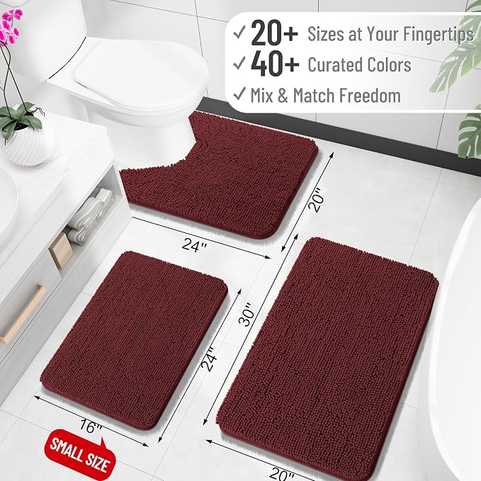 OLANLY Bathroom Runner Rugs 70x24, Soft Absorbent Chenille Bath Rugs, Rubber - Image 2