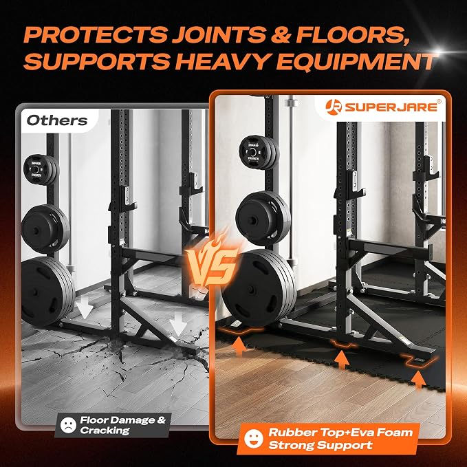 SUPERJARE 0.56'' Thick 12 Pcs 48 Sq Ft Rubber Top Exercise Equipment Mats - Image 4