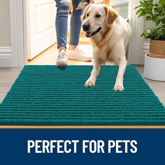 OLANLY Dog Door Mat for Muddy Paws 24x16, Ultra Absorbent Chenille Mud Doormat - Image 6