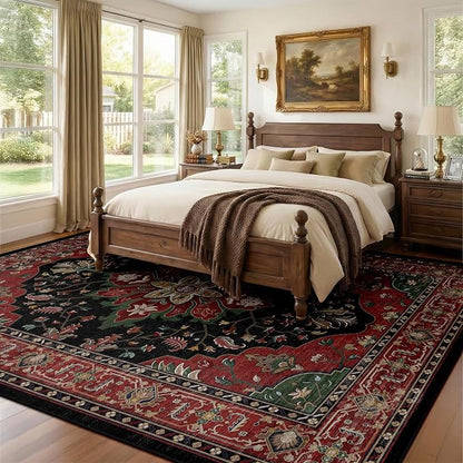 RELEANY Area Rugs 7'x9' Washable Non-Slip, Floral Vintage Distress Medallion - Image 2