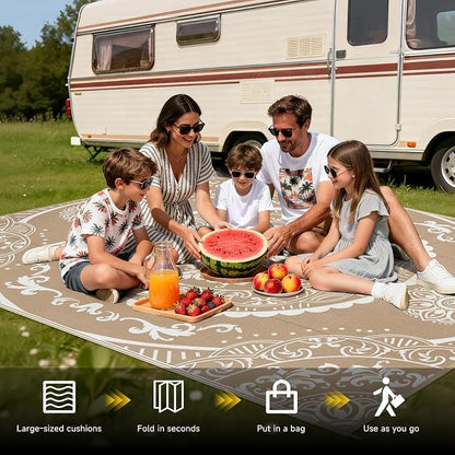 Pauwer Waterproof Outdoor Rug 8x10, Reversible Plastic Straw Patio Camping Rug - Image 5