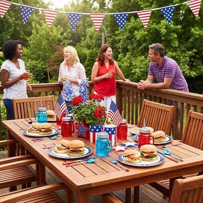 BESTVIP 50Pcs 4th of July Plastic Plates, 10 Inch American Flag Pattern | Heavy - Image 7