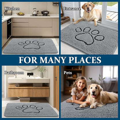 OLANLY Dog Door Mat for Muddy Paws 47x24, Paw Print Design, Absorbs Moisture - Image 8