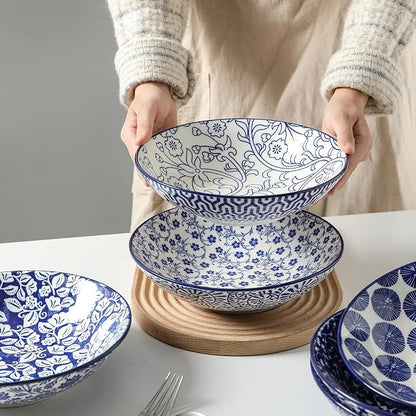 Selamica Porcelain 40oz Large Bowls 9 inch Big Pasta Salad Bowls, Microwave and - Image 6