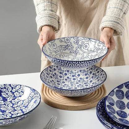 Selamica Ceramic 30oz Large Pasta Salad Bowls 8 Inch Wide and Shallow Soup Bowls - Image 6