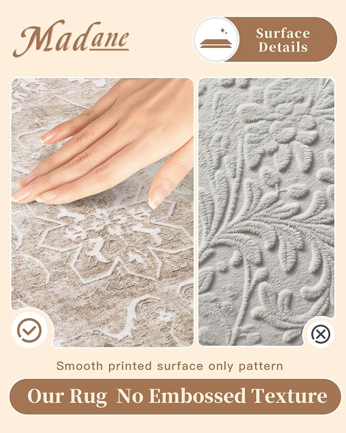 Madane 5x7 Area Rugs for Living Room, Washable Vintage Natural Rug - Image 4