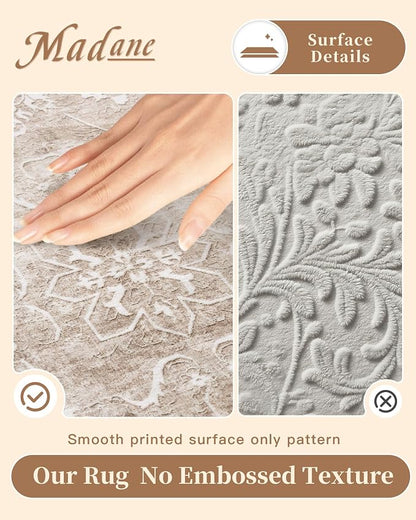 Madane 5x7 Area Rugs for Living Room, Washable Vintage Natural Rug - Image 4