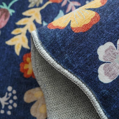 2x5 Washable Hallway Runner Rug: Stain Resistant Floral Scalloped Kitchen Rug - Image 3