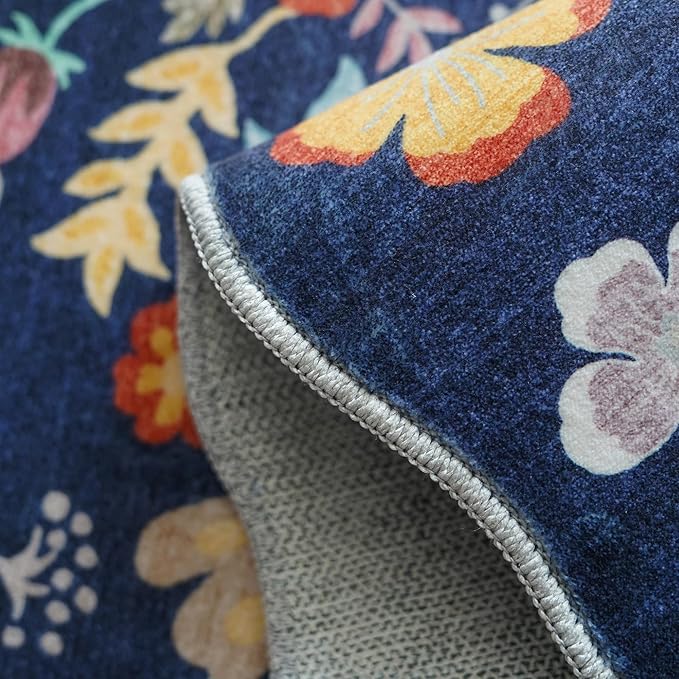 4x6 Living Room Area Rugs: Washable Boho Bedside Rug Non-Slip Floral Small Low - Image 3