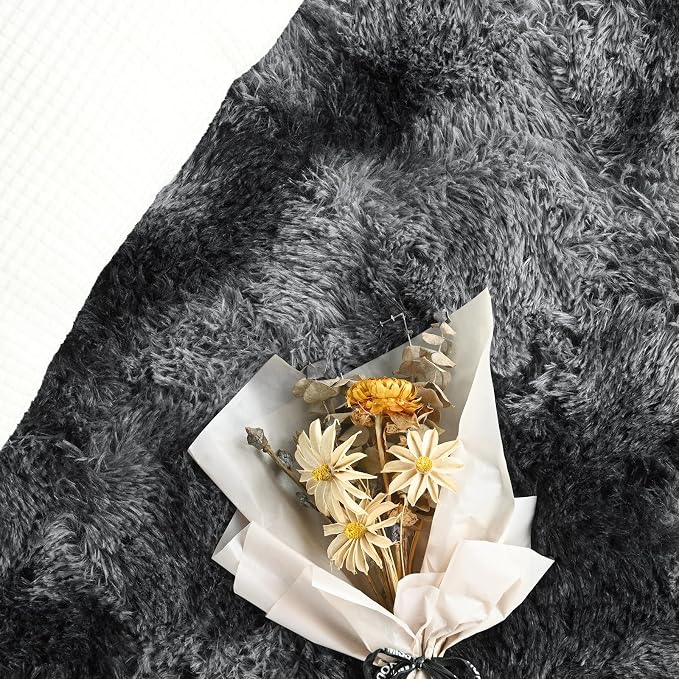 FlyDOIT Large Area Rugs for Living Room, 4x6 Feet Tie-Dyed Black and Grey - Image 5