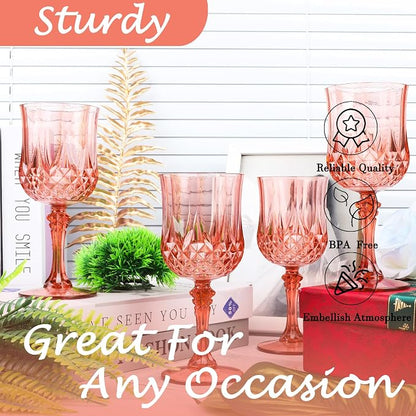 12Pack Plastic Wine Glasses, 7oz Vintage Goblets - Image 6