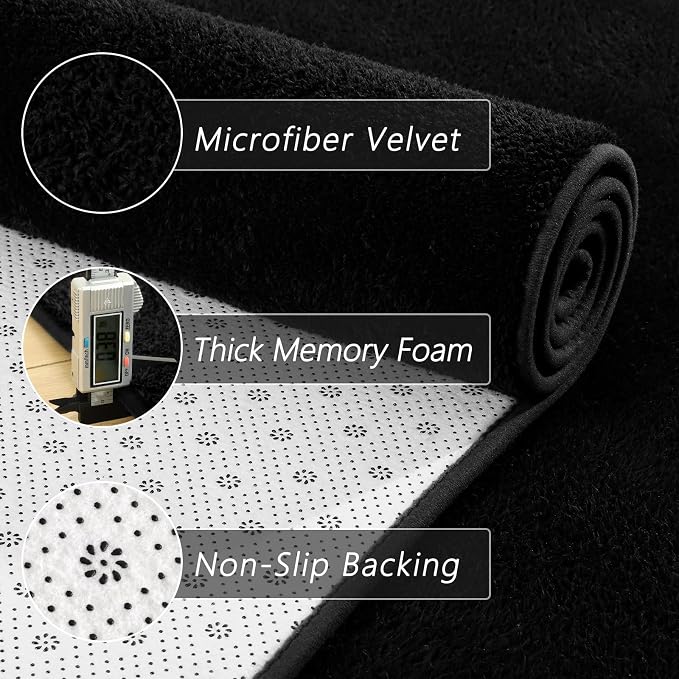 6x9 Feet Black Area Rugs for Bedroom, Indoor Washable Memory Foam Rug for - Image 4