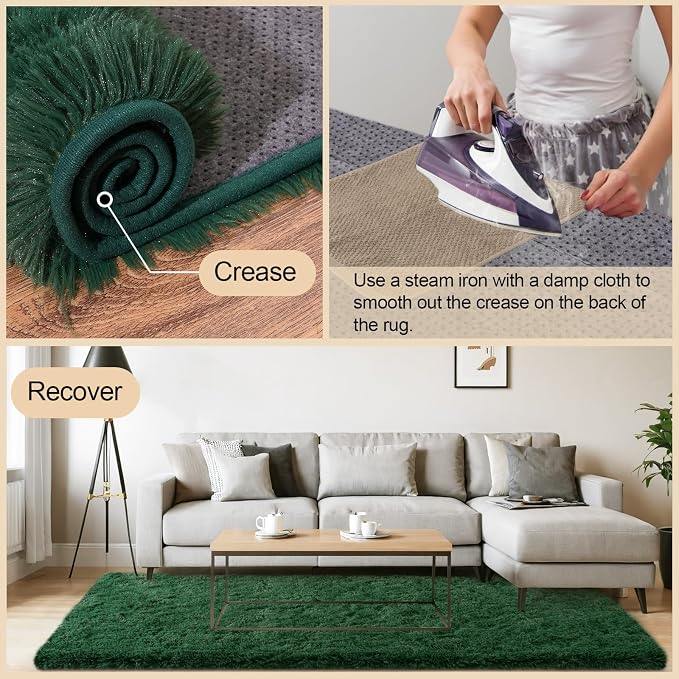 Mugorn Area Rugs 9x12 Living Room, Large Fluffy Dark Green Area Rugs - Image 5