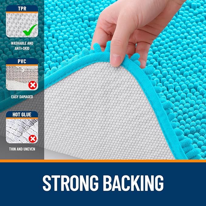 OLANLY Bathroom Runner Rugs 44x24, Soft Absorbent Chenille Bath Rugs, Rubber - Image 6