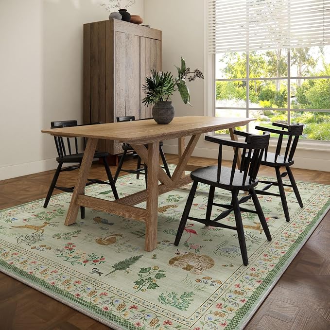 8x10 Area Rugs for Living Room: Washable Bedroom Rug Vintage Rugs Stain - Image 6