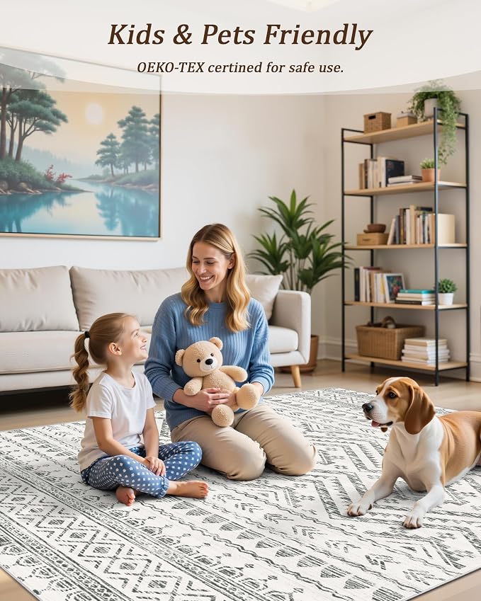Miukiki 4x6 Area Rug for Living Room Moroccan Washable Rugs Non Slip Indoor - Image 6