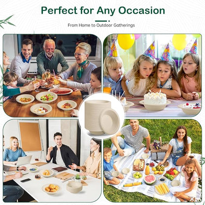 8 oz 128-Pack Compostable Paper Bowls, Small Disposable Dessert & Snack Bowls - Image 6