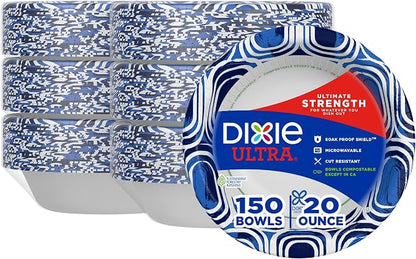 Dixie Ultra, Large Paper Bowls, 20 Oz, Microwave Safe, Compostable, Disposable by Dixie%C2%AE
