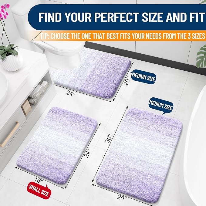 OLANLY Luxury Toilet Rugs U-Shaped 24x20, Extra Soft and Absorbent Microfiber - Image 2