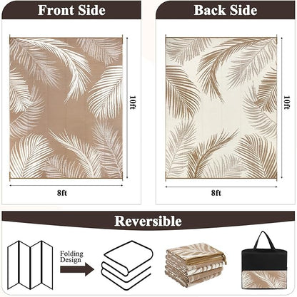 Pauwer Waterproof Outdoor Rug 8x10, Reversible Plastic Straw Patio Camping Rug - Image 2
