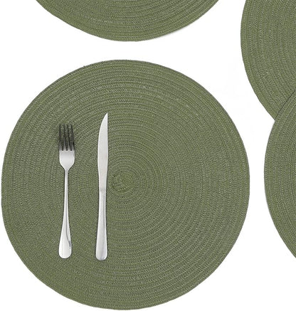SHACOS Round Placemats Set of 6 Washable 15 inch Round Table Mats Cotton - Image 5