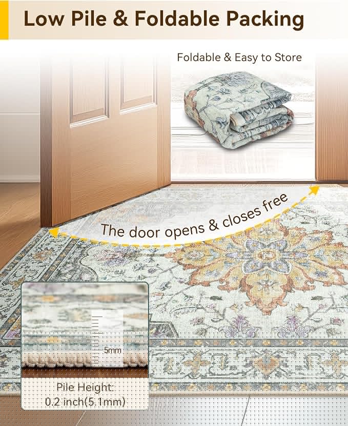 RELEANY Area Rugs Runner 2'x10' Washable Non-Slip, Floral Vintage Distress - Image 7