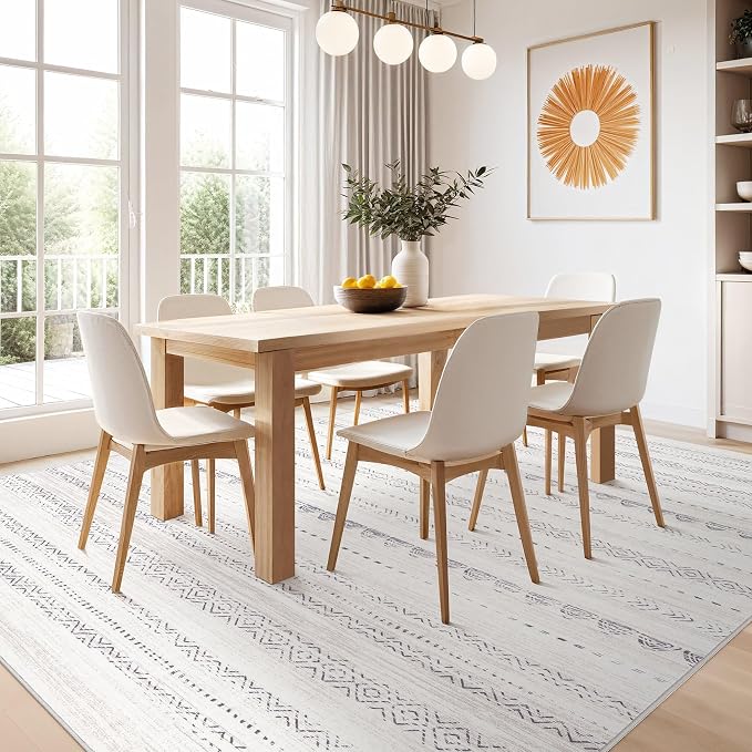 Nakagishi Area Rugs 9x12 Living Room: Washable Boho Large Neutral Modern Soft - Image 7