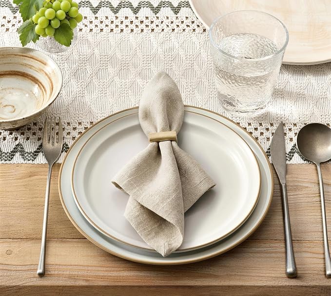 Macrame Side Trim Boho Woven Table Runner, Moss 12x72 Inch | Crochet Hollow - Image 2