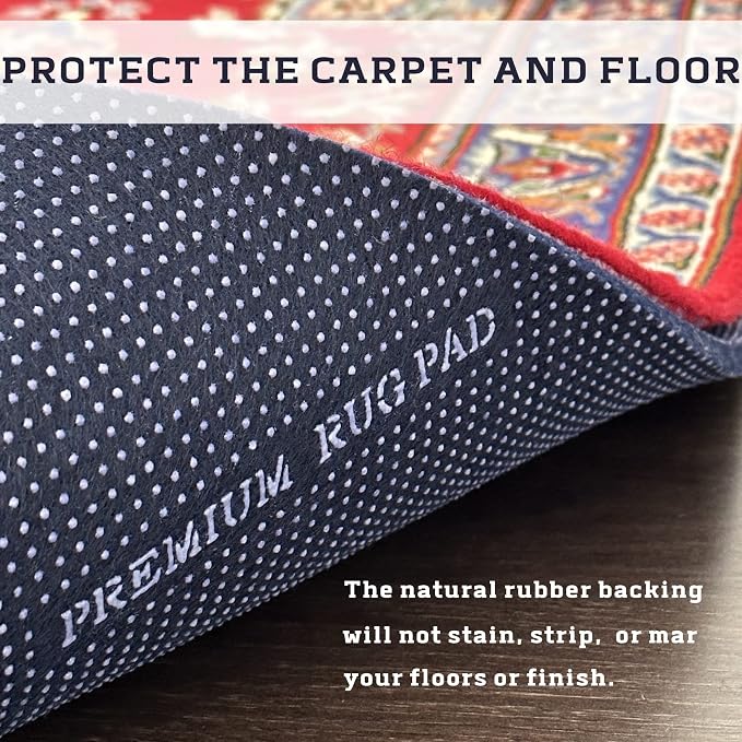 DELLUNA Non-Slip Area Rug Pad 6'x9', 3/8" Thick Double Side Rubber + Felt - Image 7