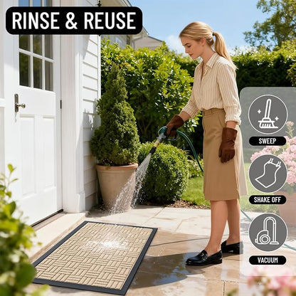 OLANLY Front Door Mat Outside Entrance 35x23, Heavy Duty Sturdy Natural Rubber - Image 8