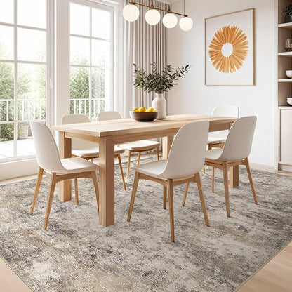 Nakagishi 8x10 Area Rugs Living Room: Washable Abstract Large Neutral Soft Rug - Image 6
