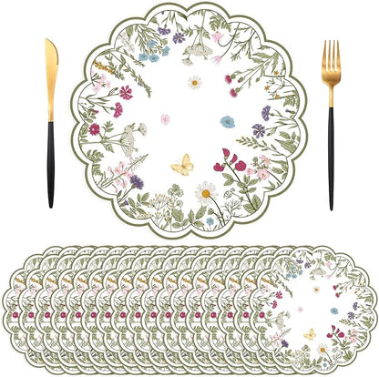 50 PCS Paper Placemats Disposable, Vintage Wildflower Place Mats | 13.5Inch by Unknown